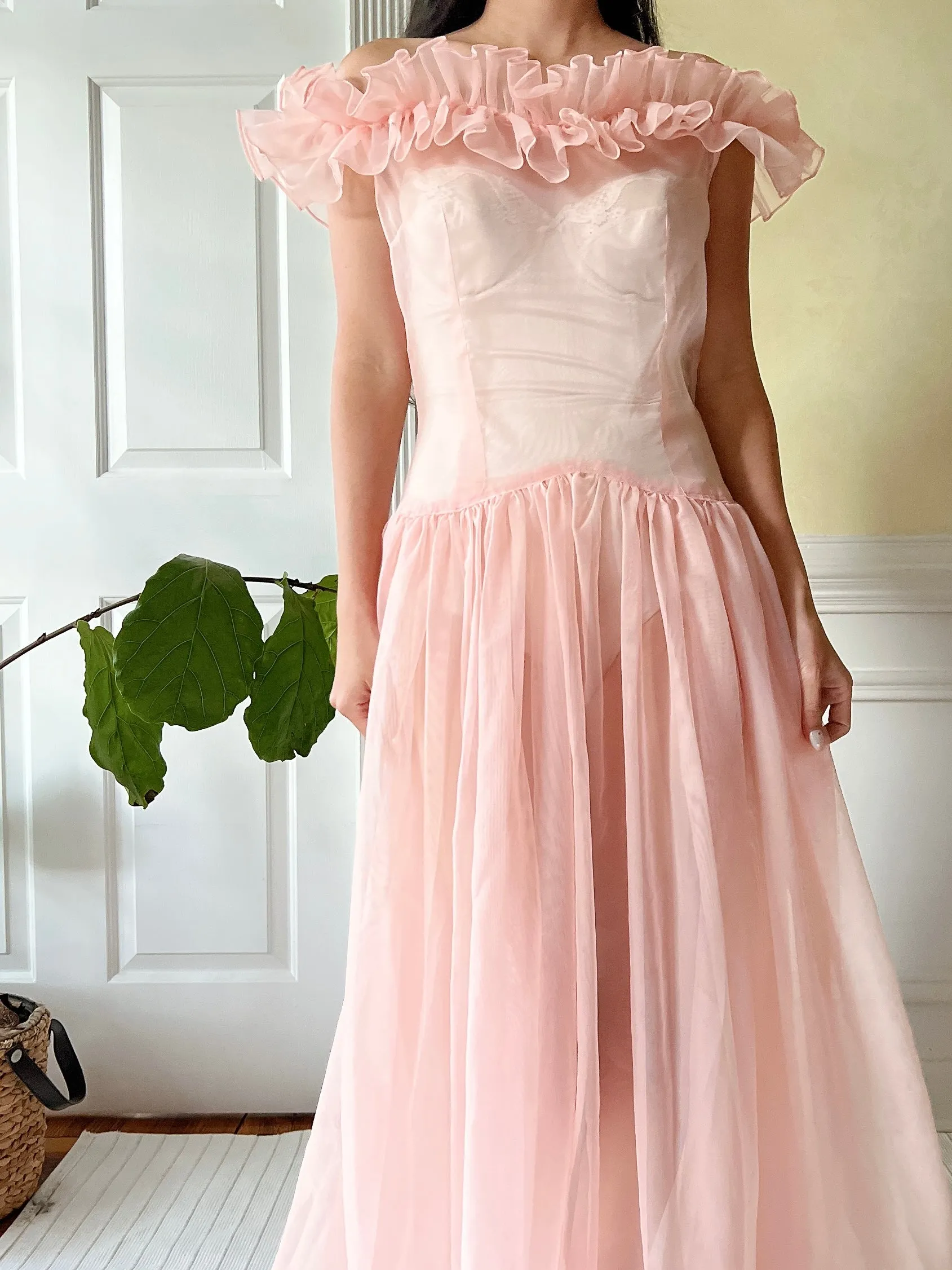 1940s Net Organdy Dress - XS/S
