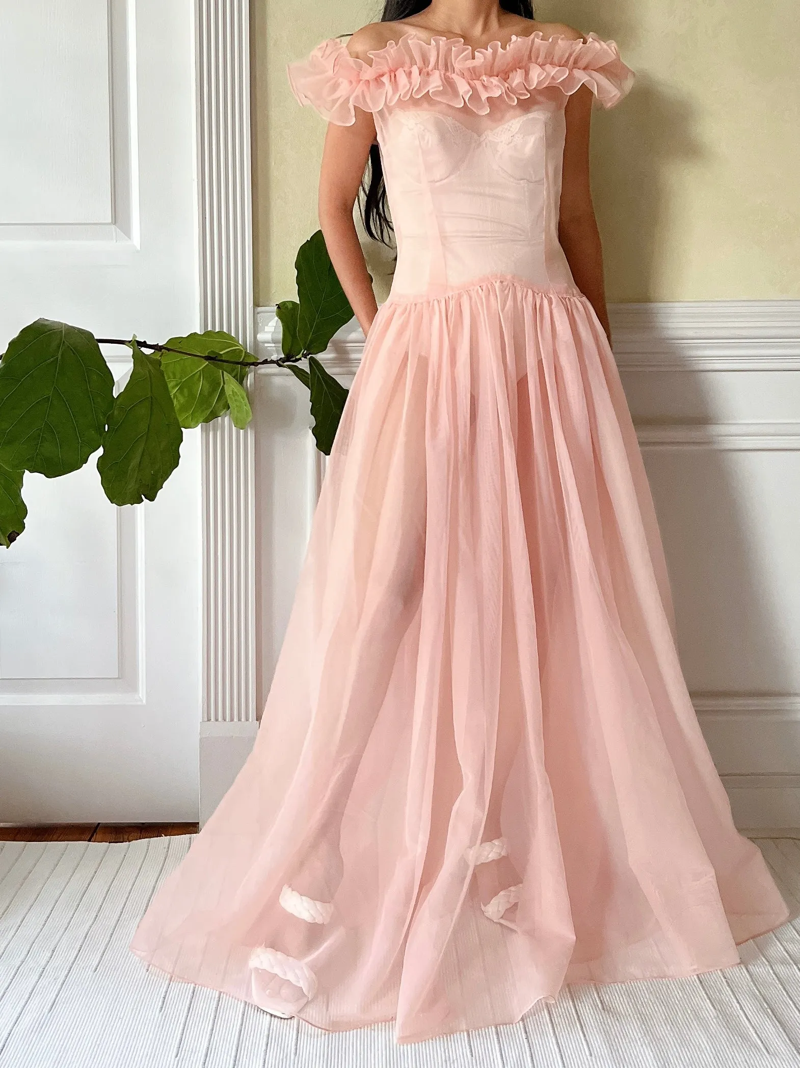 1940s Net Organdy Dress - XS/S