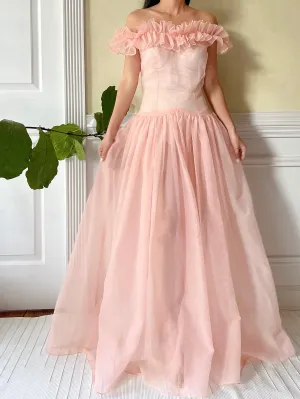 1940s Net Organdy Dress - XS/S