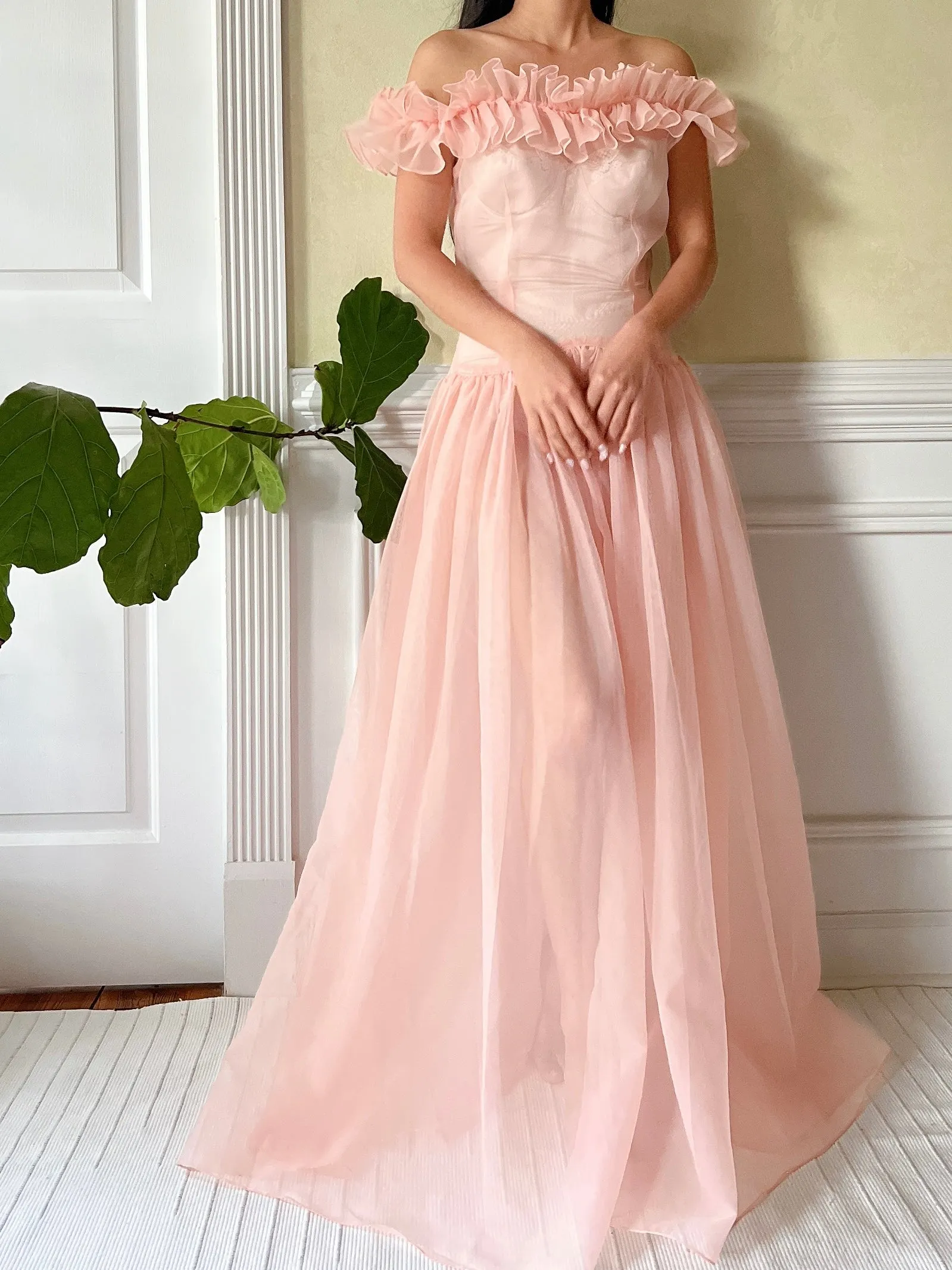 1940s Net Organdy Dress - XS/S