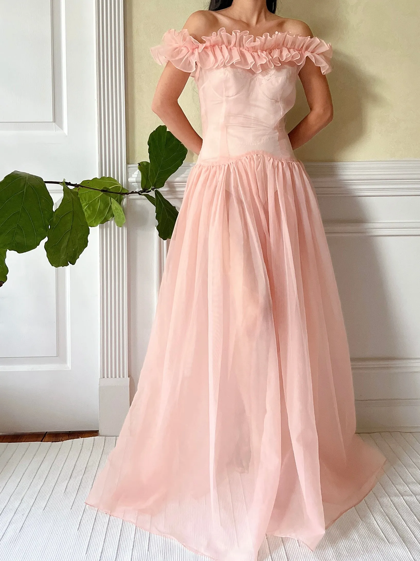 1940s Net Organdy Dress - XS/S