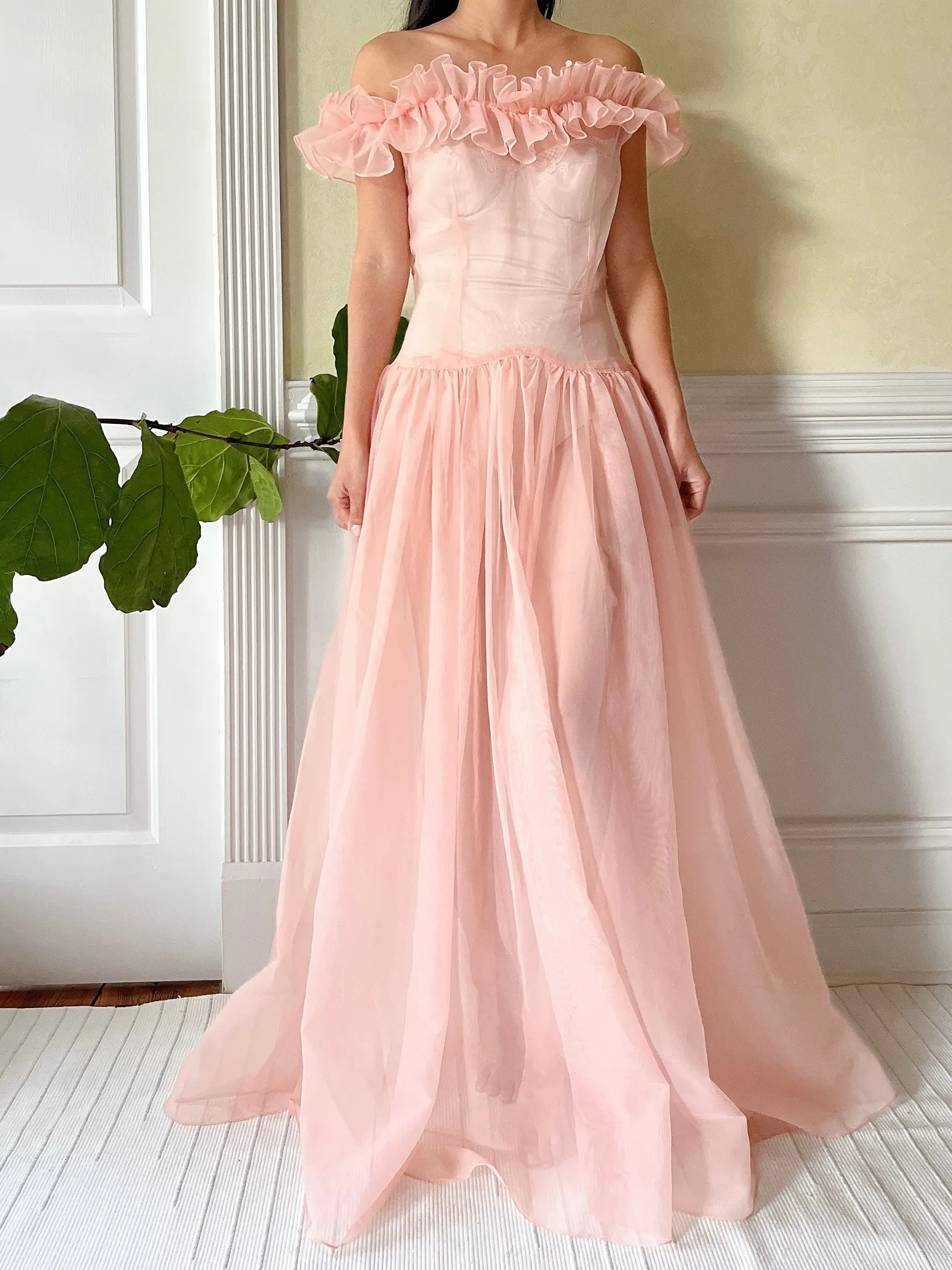 1940s Net Organdy Dress - XS/S