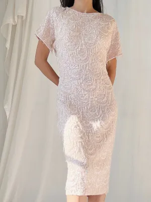 1960s Wool Beaded Sequins Dress - M