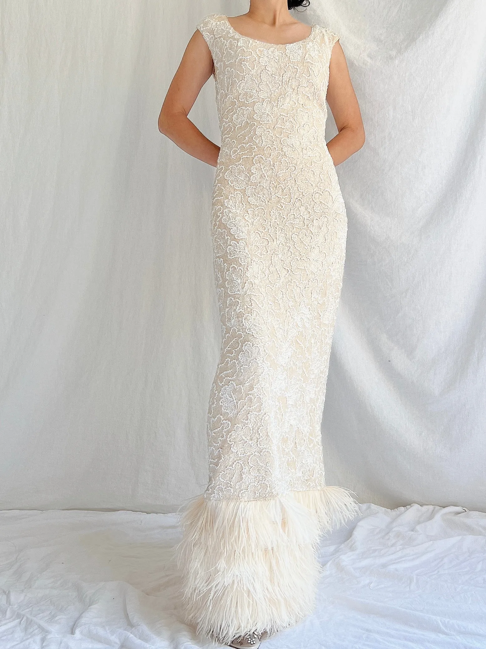 1960s Wool Sequins Gown - M
