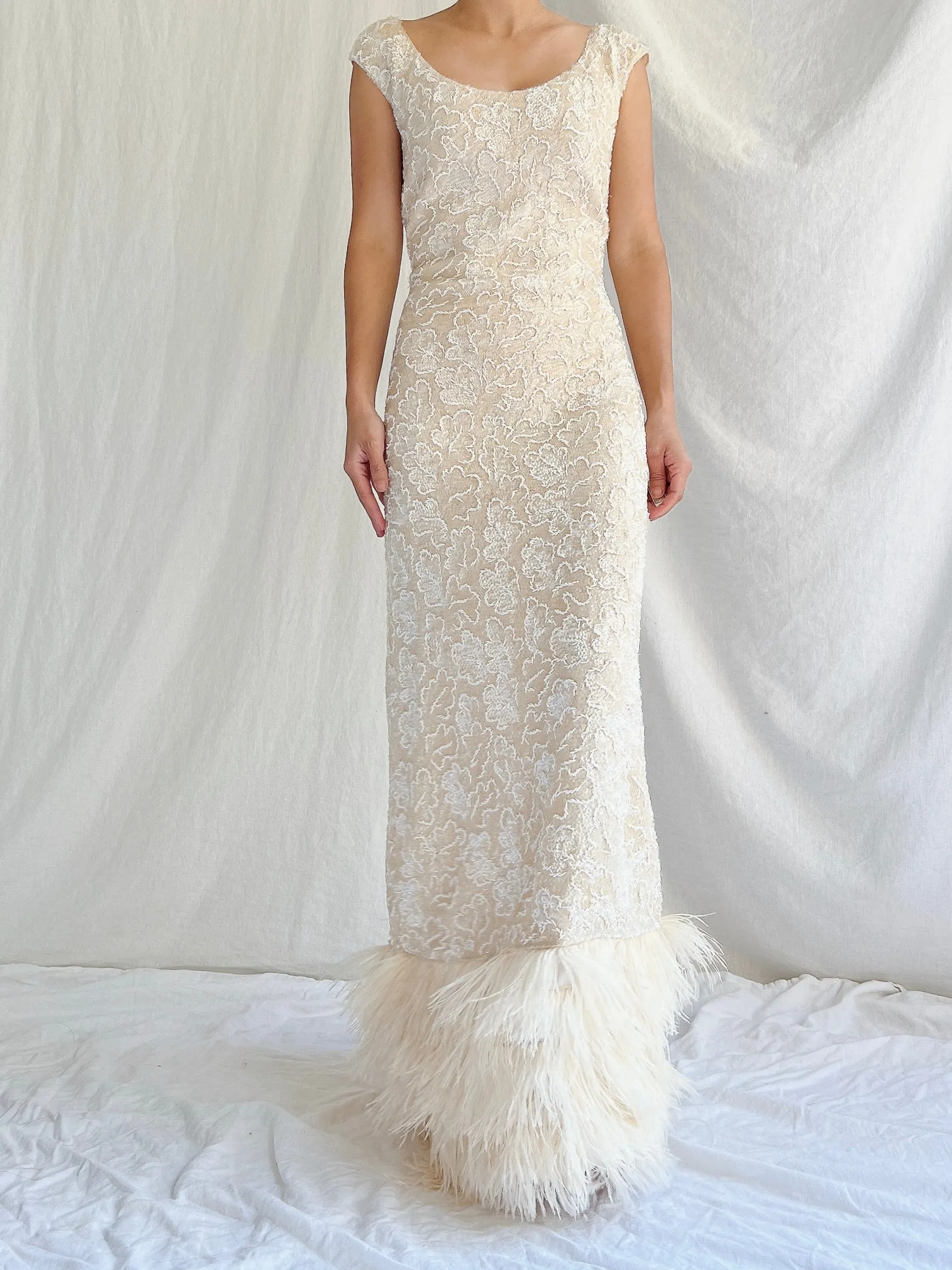 1960s Wool Sequins Gown - M