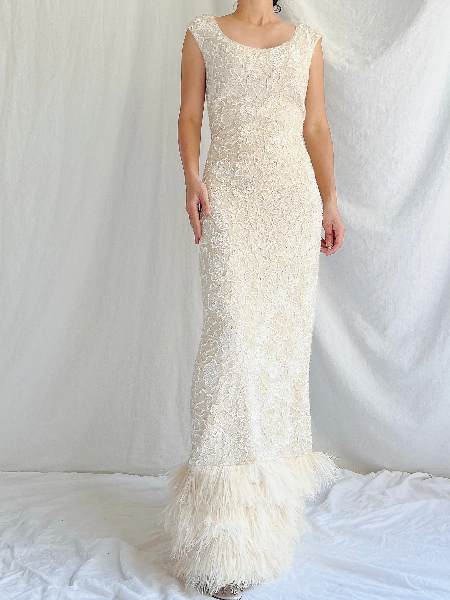1960s Wool Sequins Gown - M