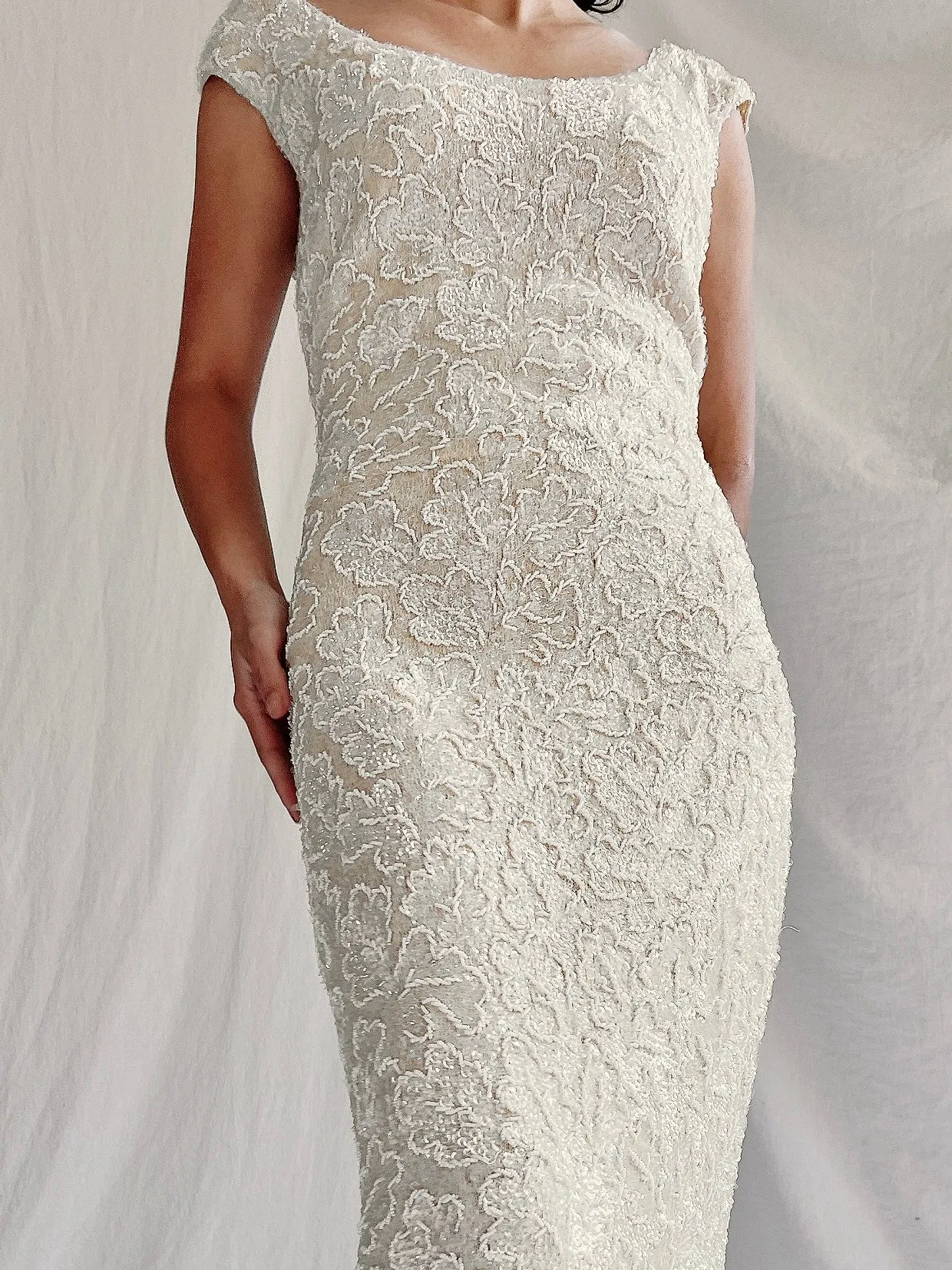 1960s Wool Sequins Gown - M