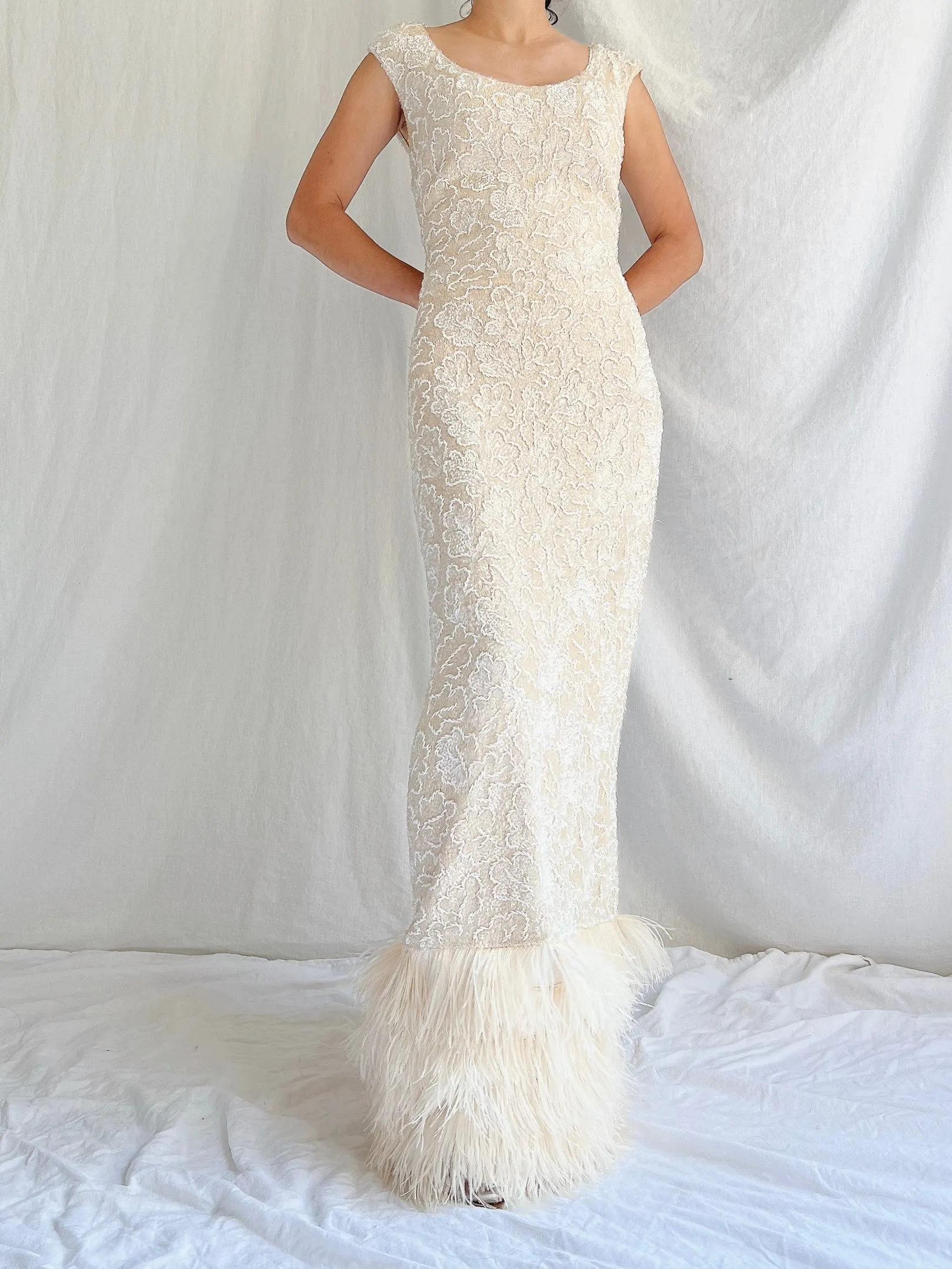 1960s Wool Sequins Gown - M