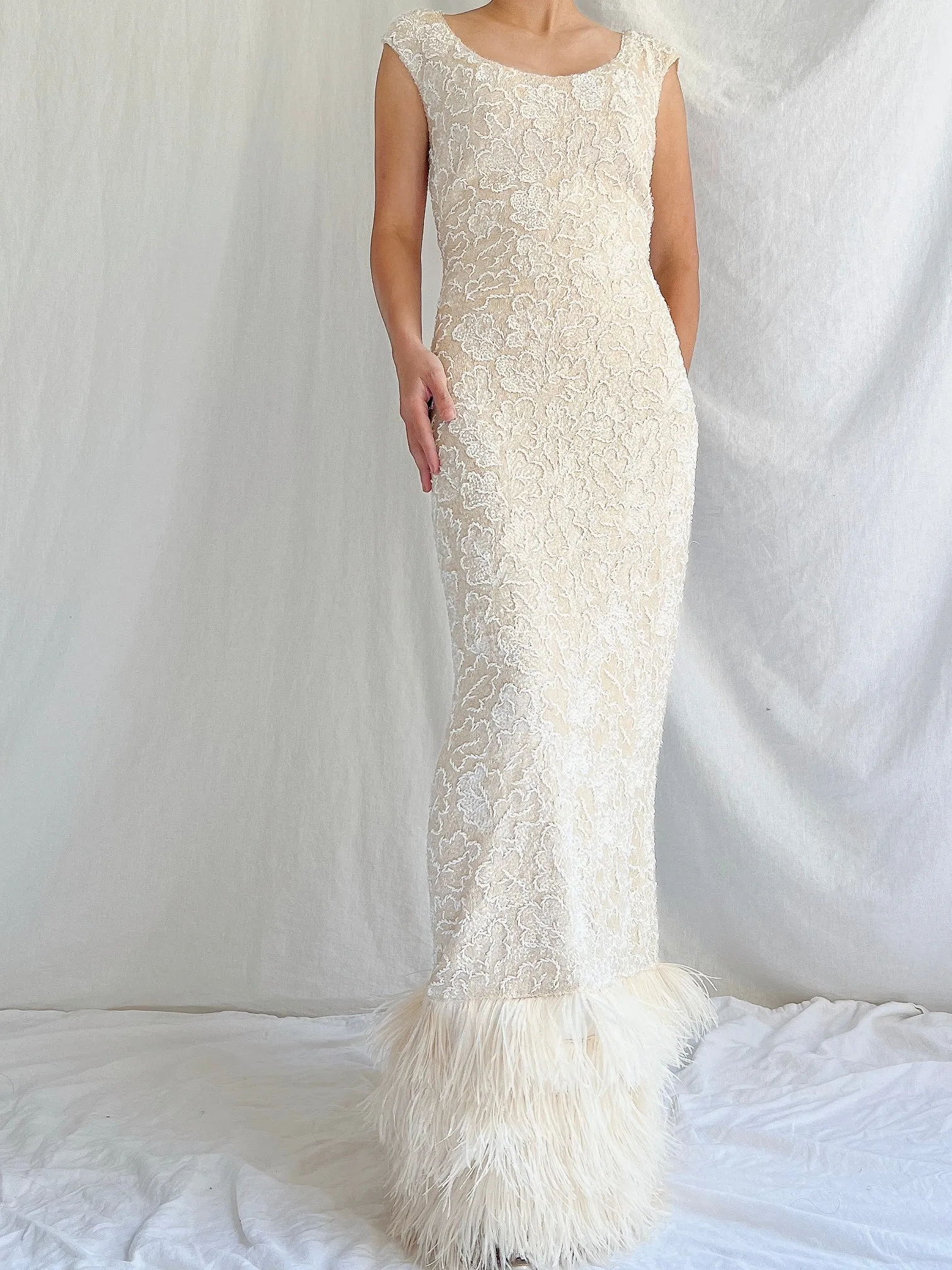 1960s Wool Sequins Gown - M
