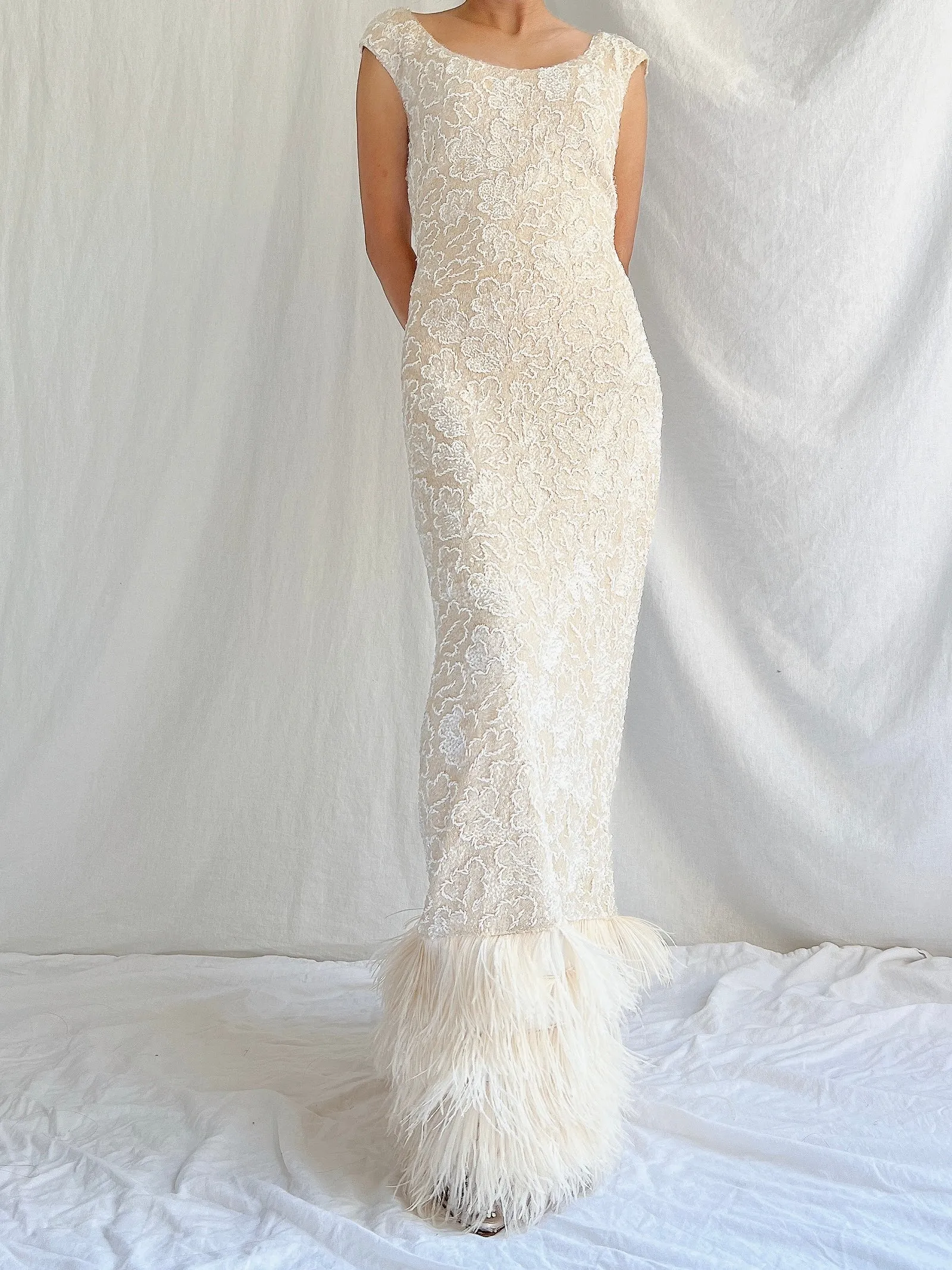 1960s Wool Sequins Gown - M