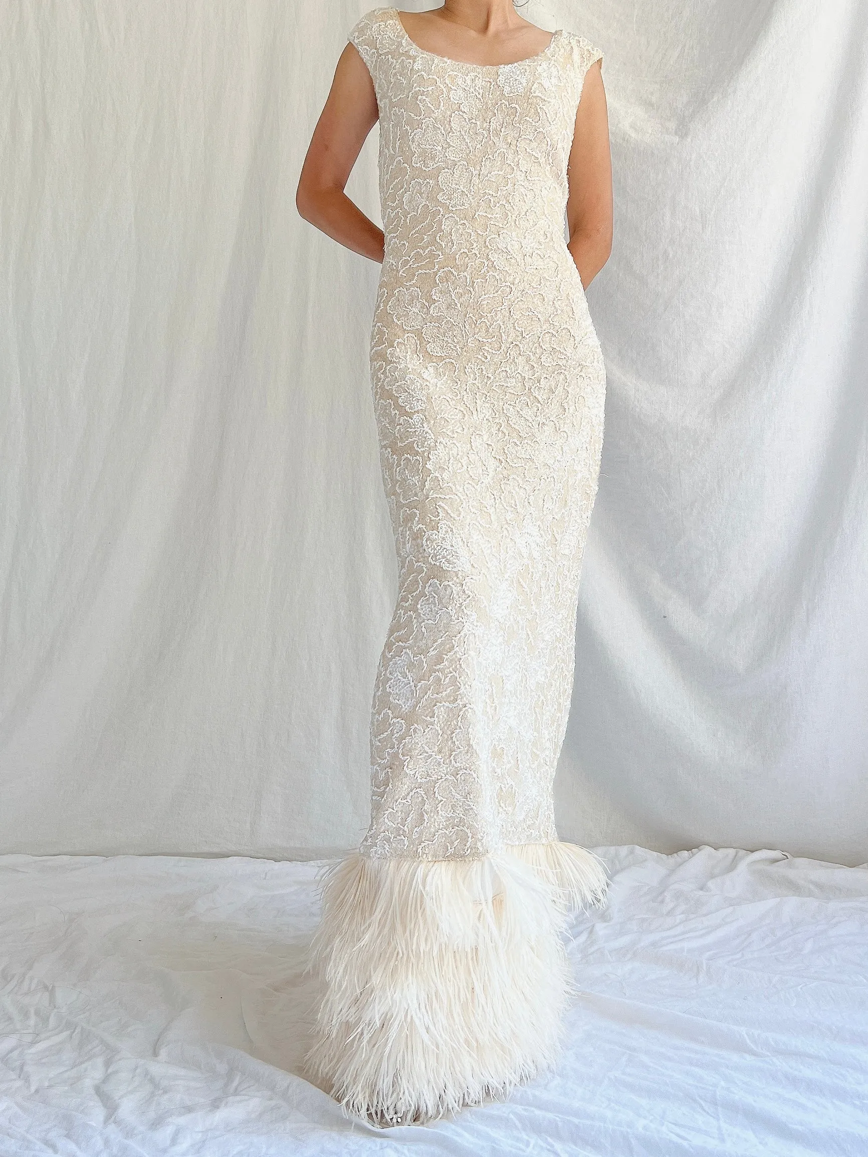 1960s Wool Sequins Gown - M