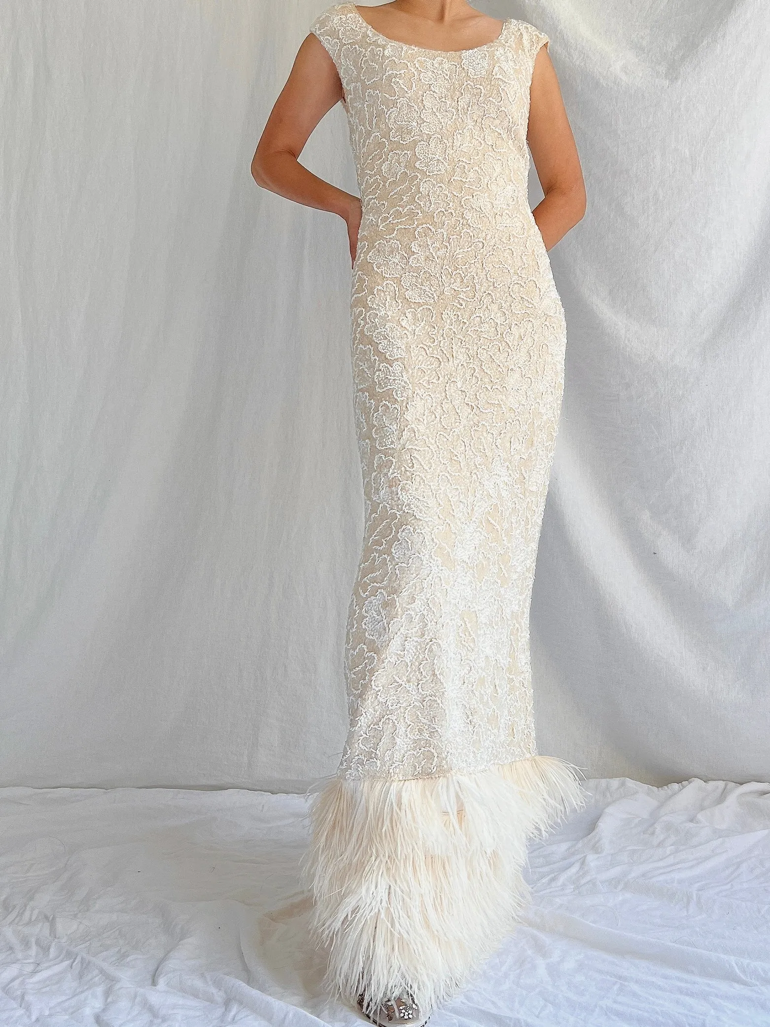 1960s Wool Sequins Gown - M