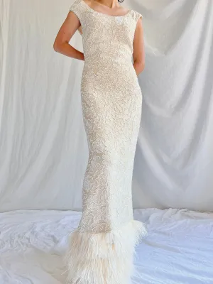 1960s Wool Sequins Gown - M