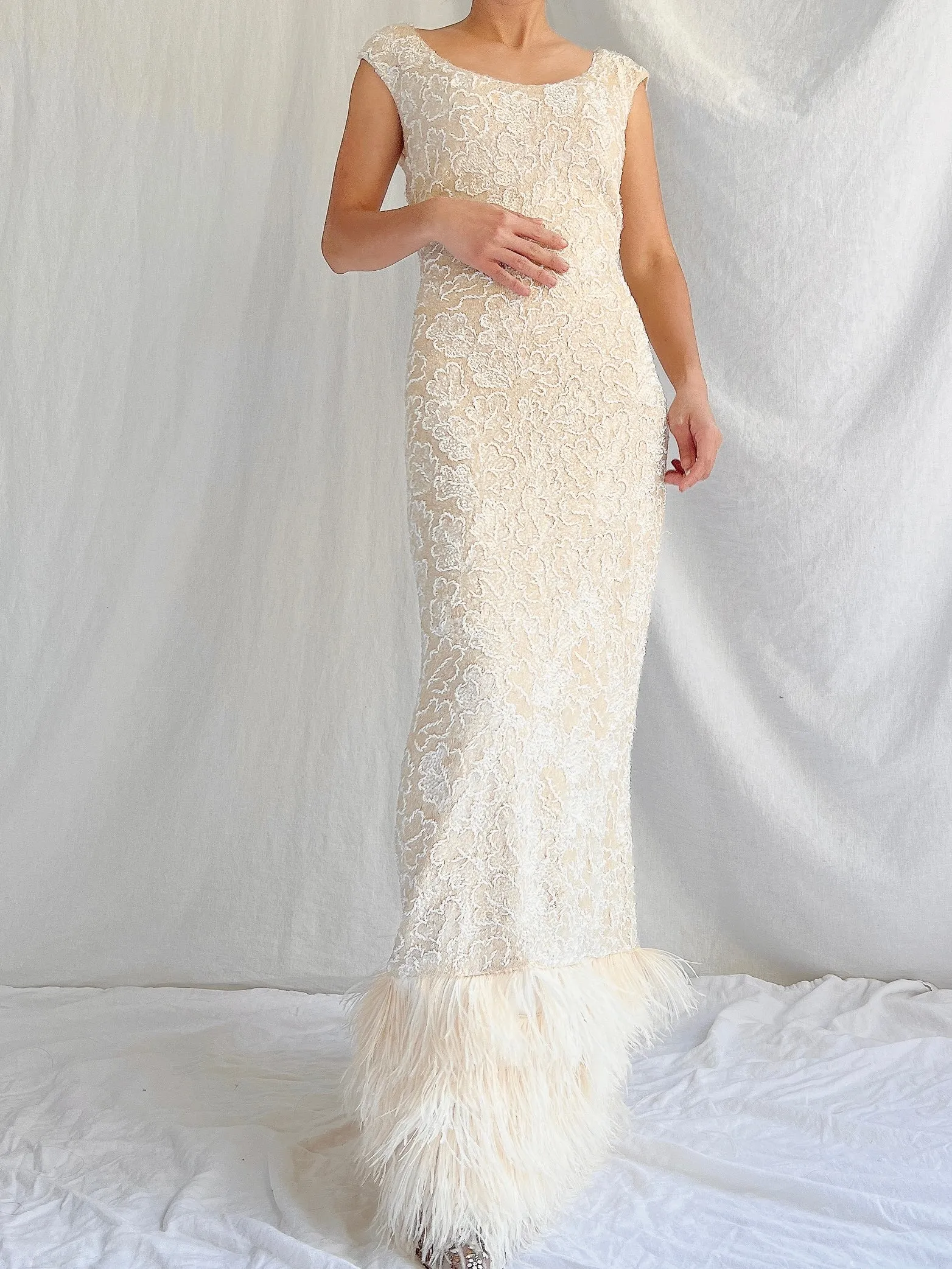 1960s Wool Sequins Gown - M