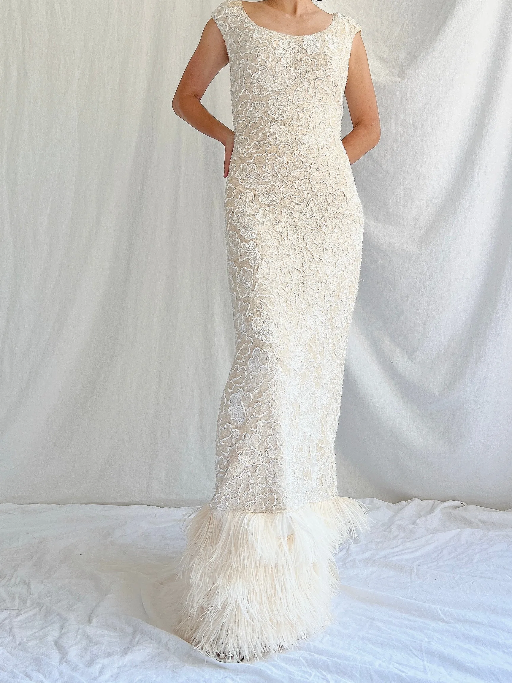 1960s Wool Sequins Gown - M