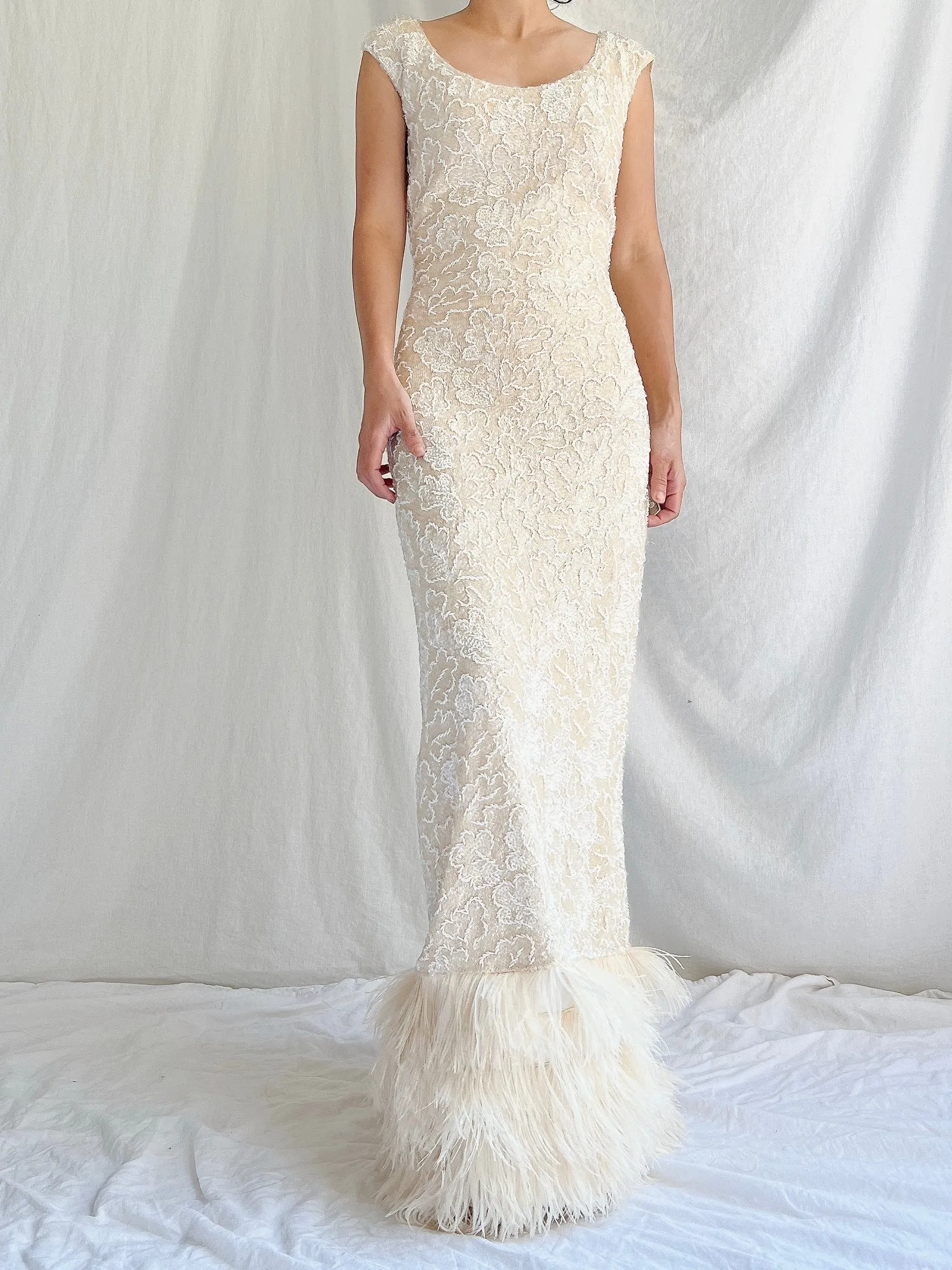 1960s Wool Sequins Gown - M