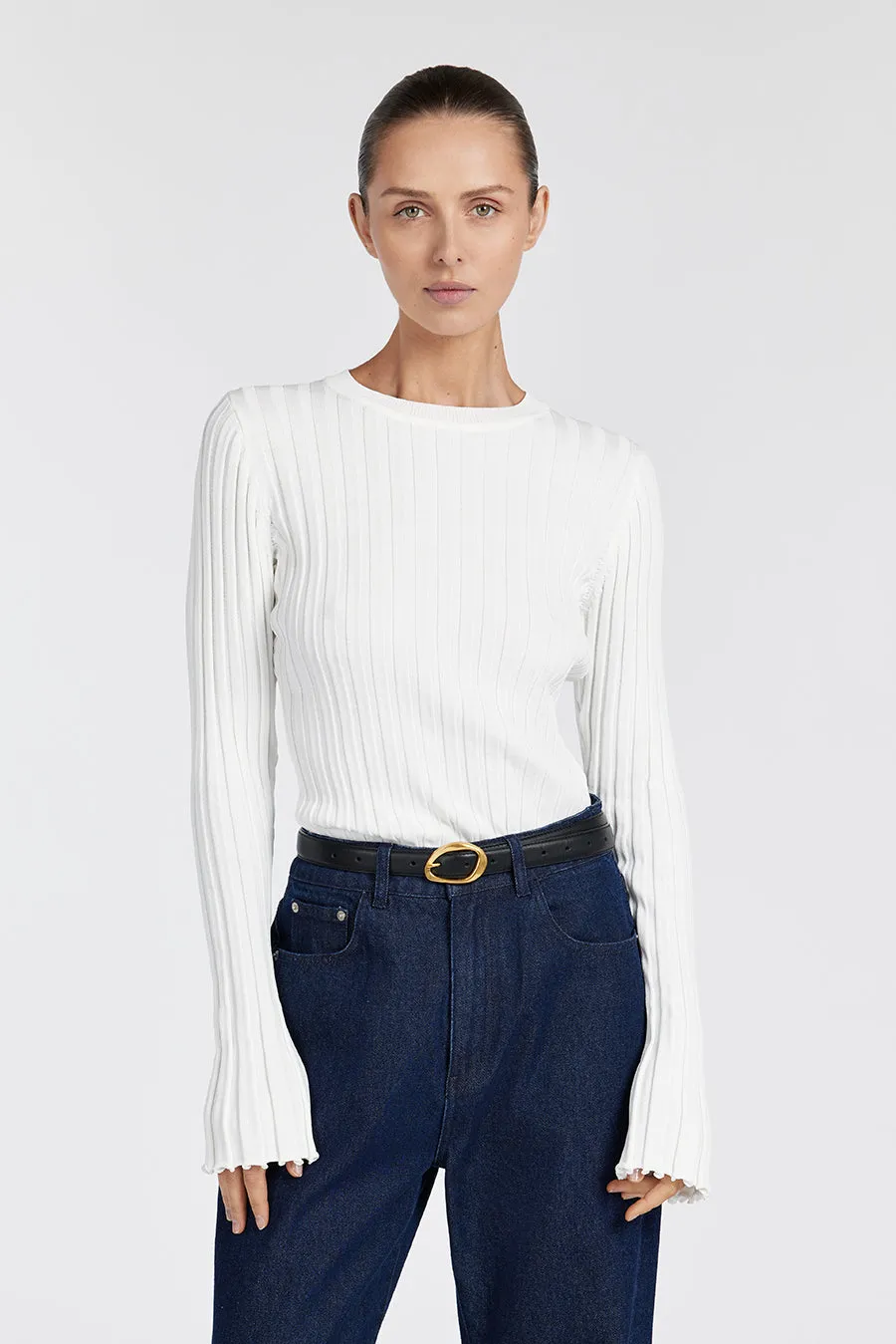 ADA OFF WHITE LONG SLEEVE KNIT TOP