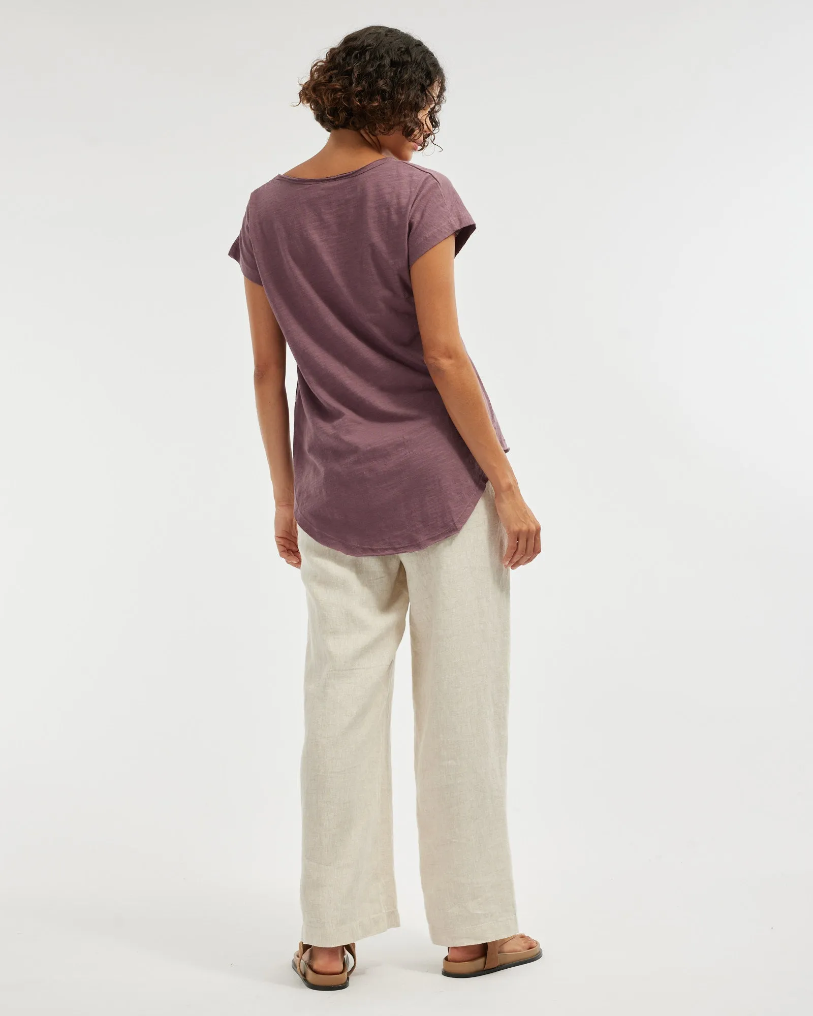 Aiden Organic V Neck Tee - Plum