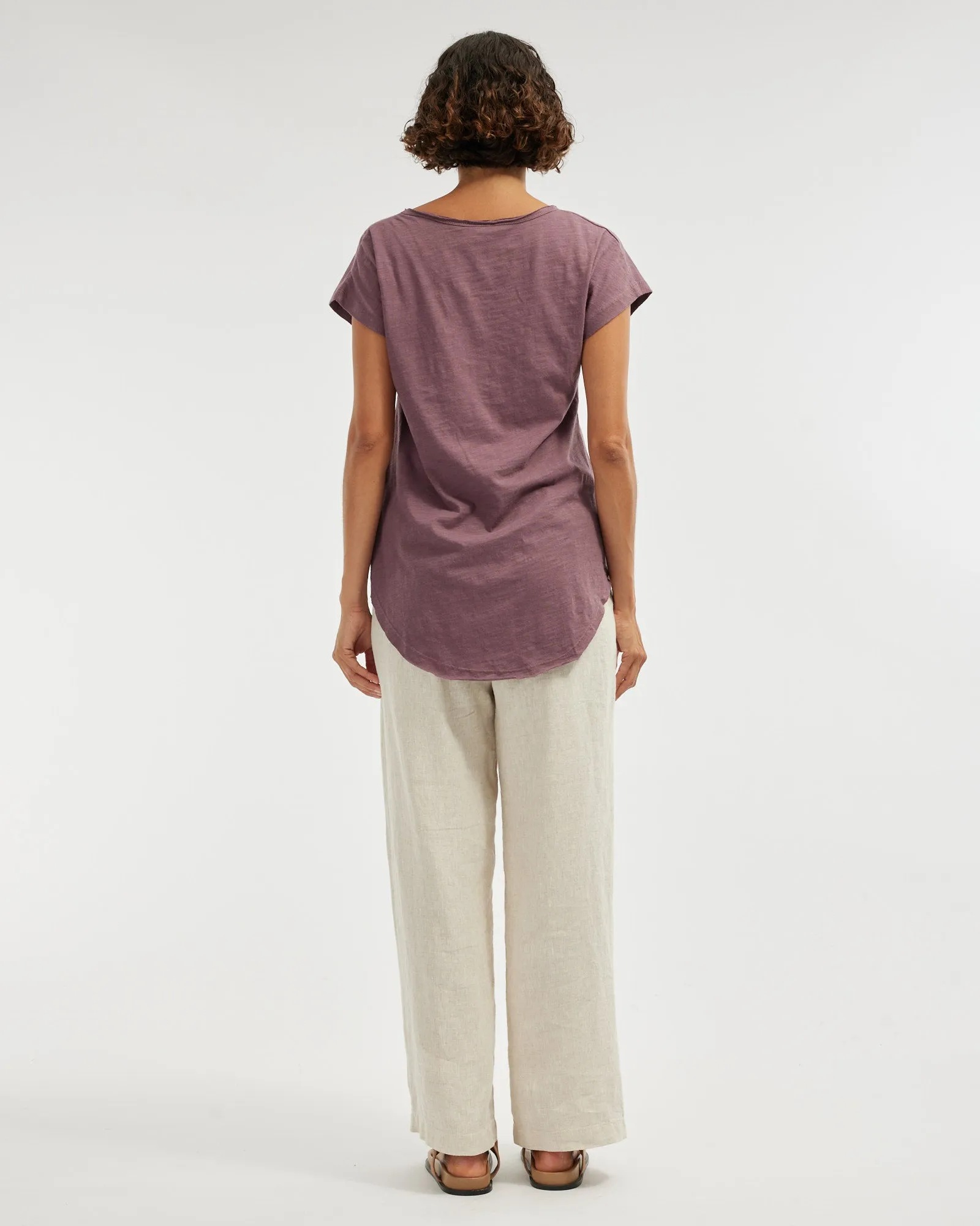 Aiden Organic V Neck Tee - Plum