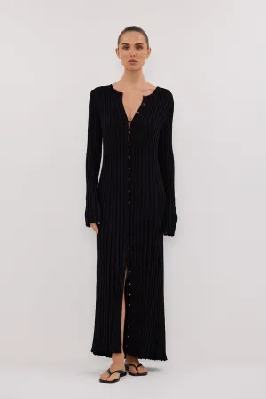 ALI BLACK LONG SLEEVE KNIT MIDI DRESS