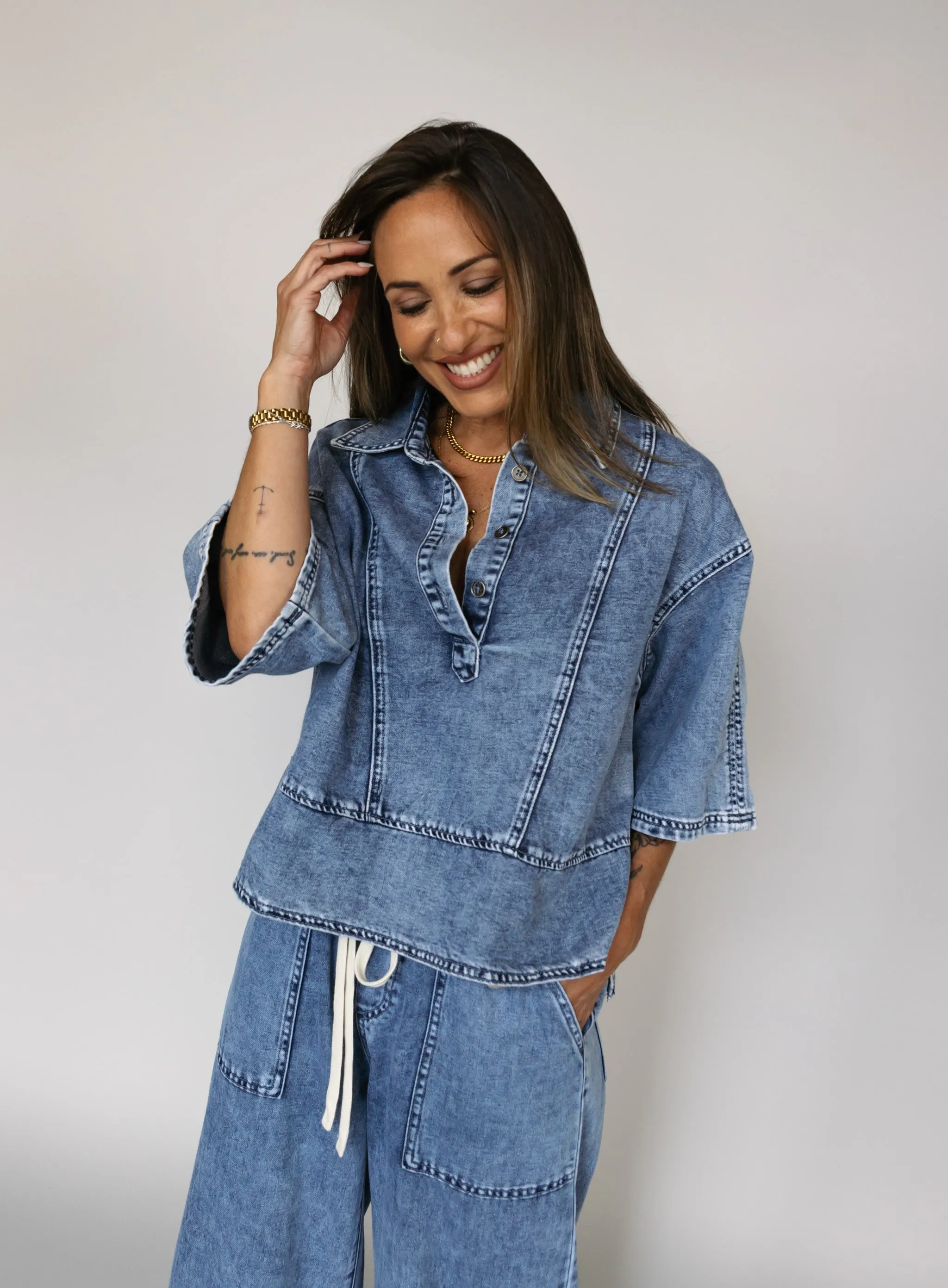 Amanda Denim Top - Final Sale