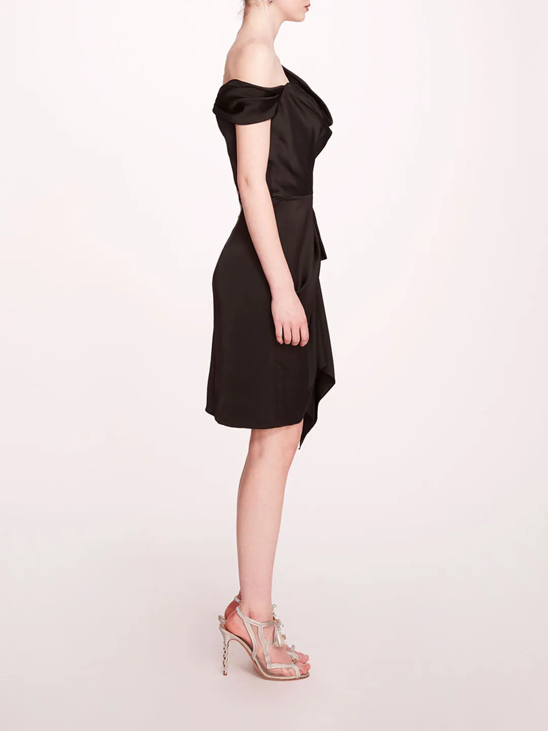 Asymmetrical Satin Mini Dress