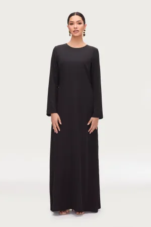 Basic Long Sleeve Maxi Dress - Black