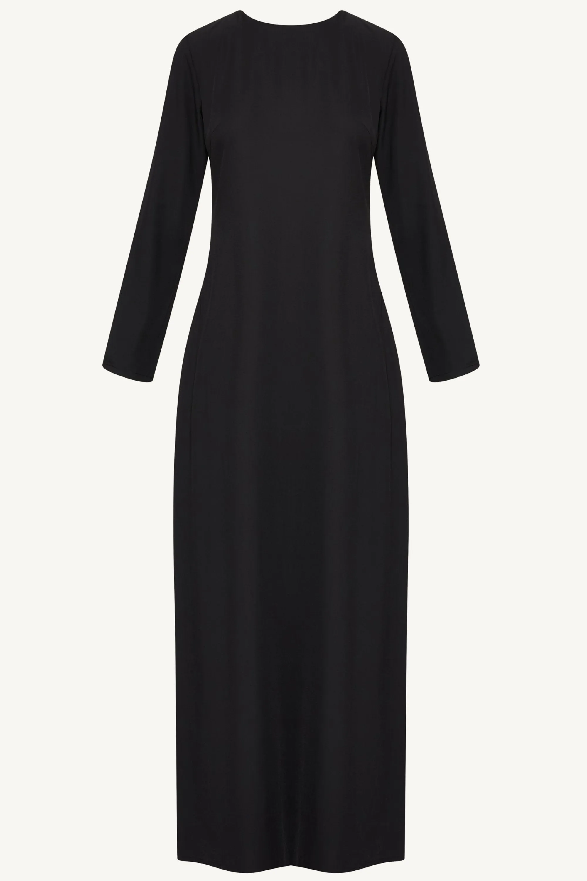 Basic Long Sleeve Maxi Dress - Black