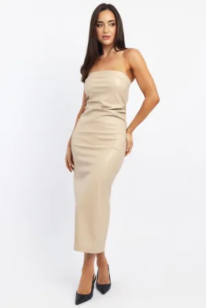 Beige Bodycon Dress Midi
