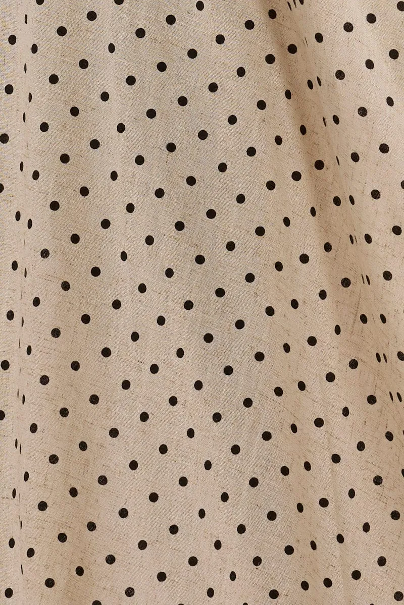 Beige Polka Dot Maxi Dress Strappy