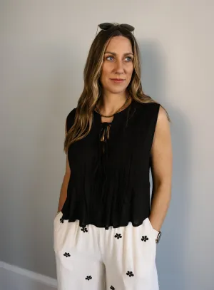 Benny Linen Tank - Black - Final Sale