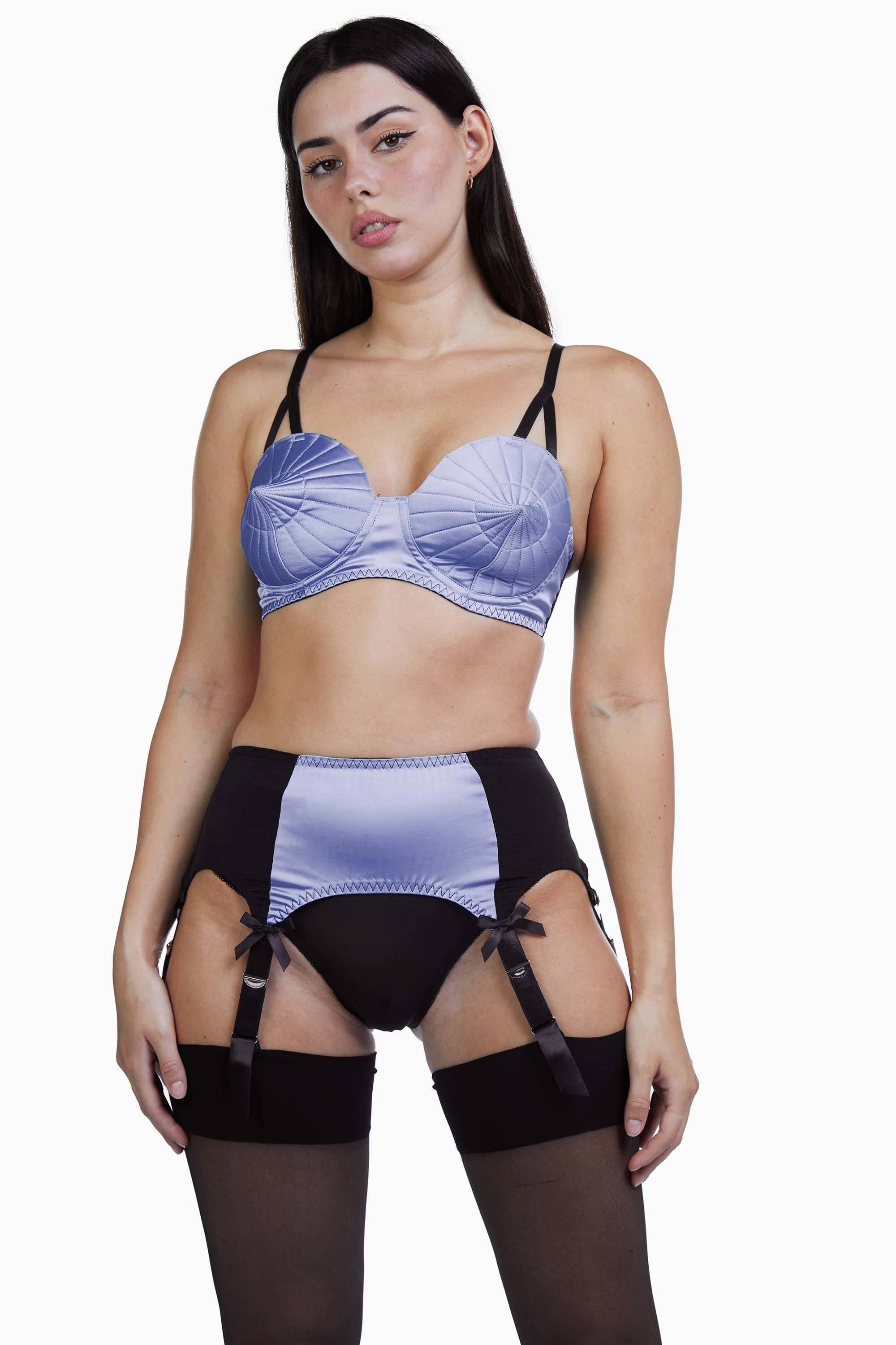 Bettie Page Lilac Classic 6 Strap Suspender Belt