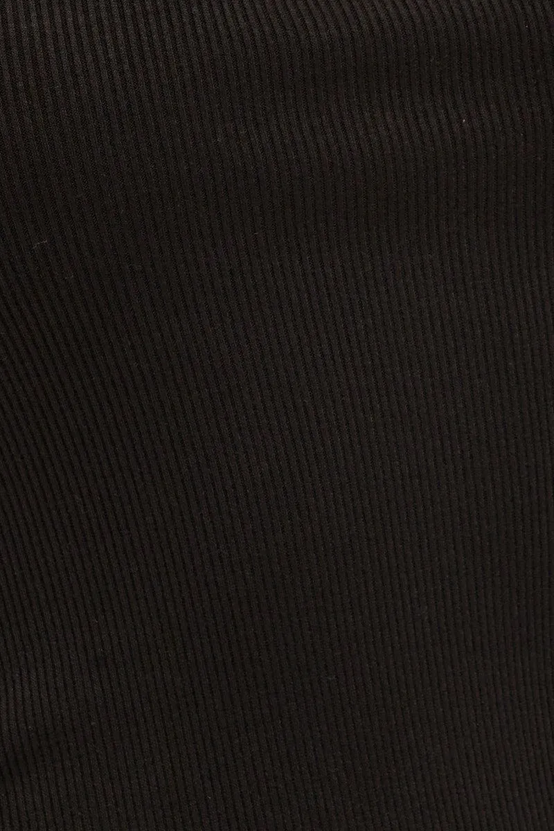 Black Ribbed Evening Dress Strapless