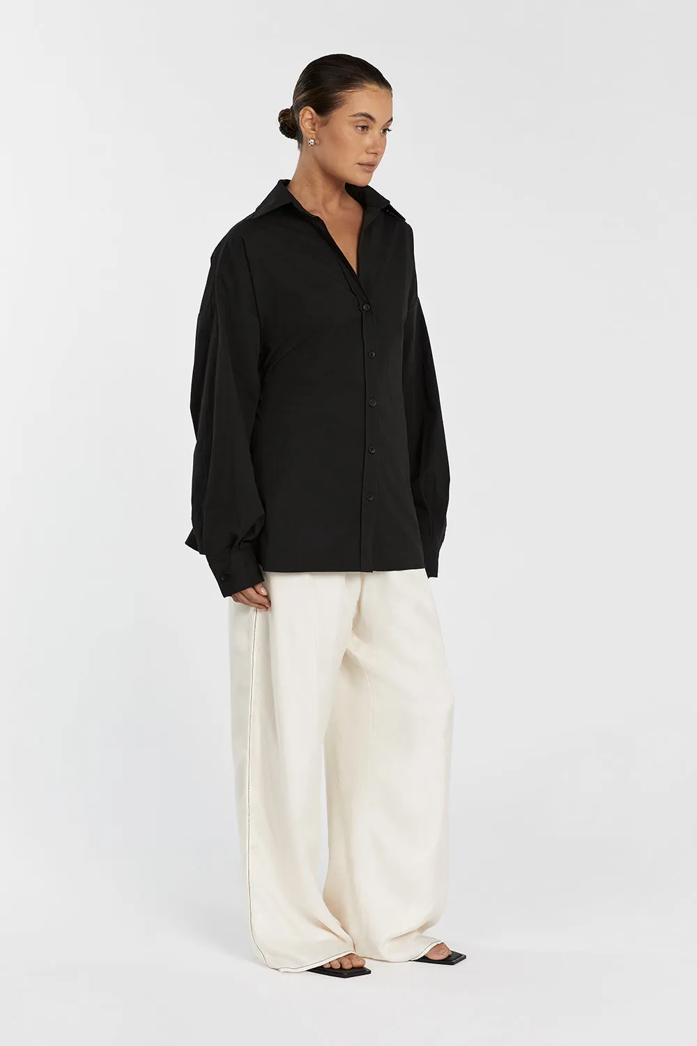 BLAKE BLACK OVERSIZED TIE SHIRT