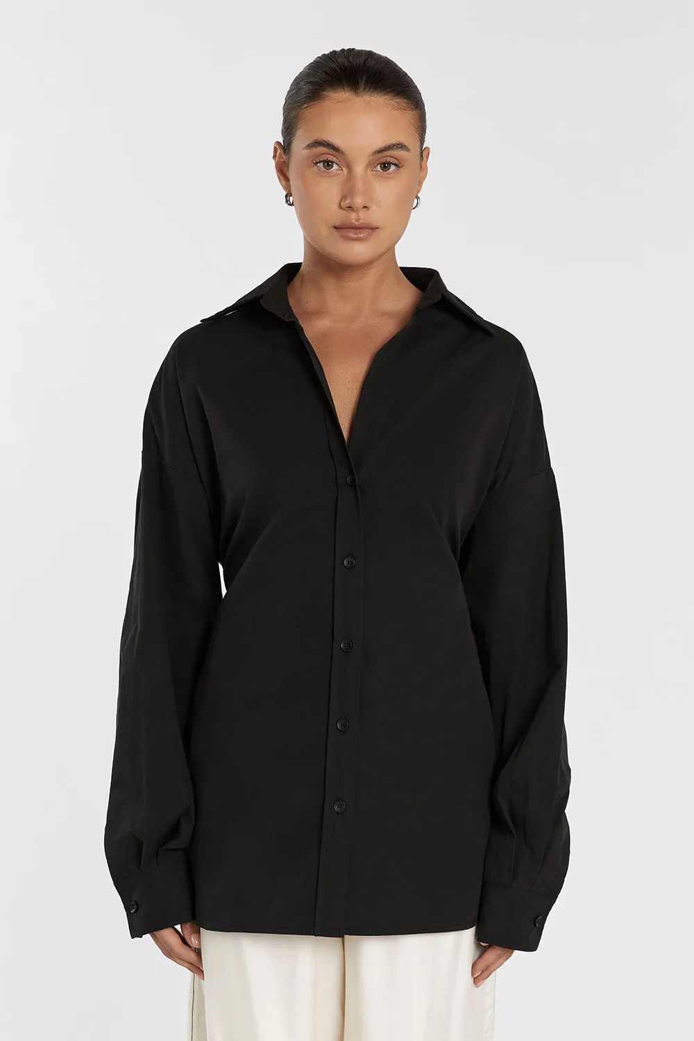 BLAKE BLACK OVERSIZED TIE SHIRT