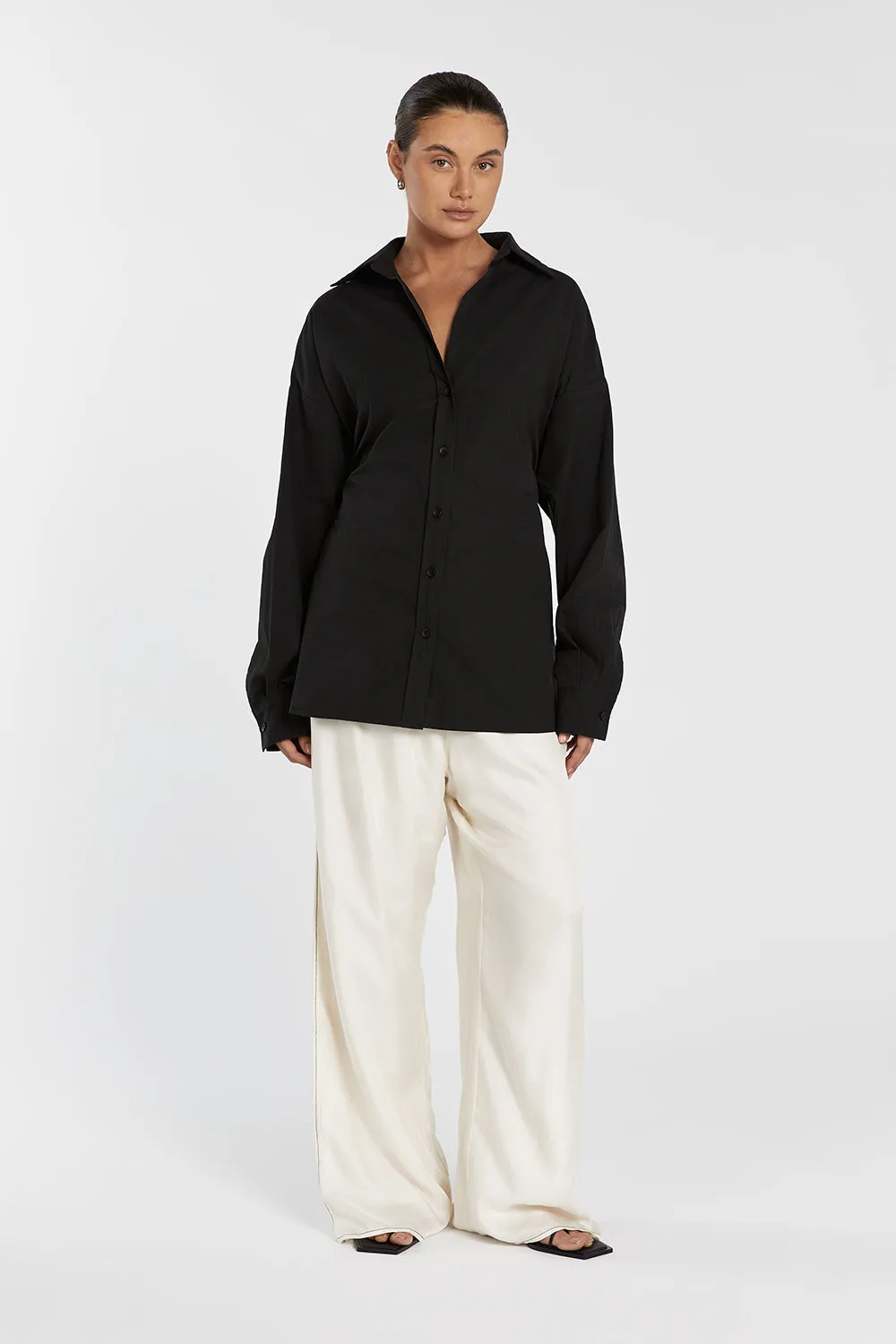 BLAKE BLACK OVERSIZED TIE SHIRT