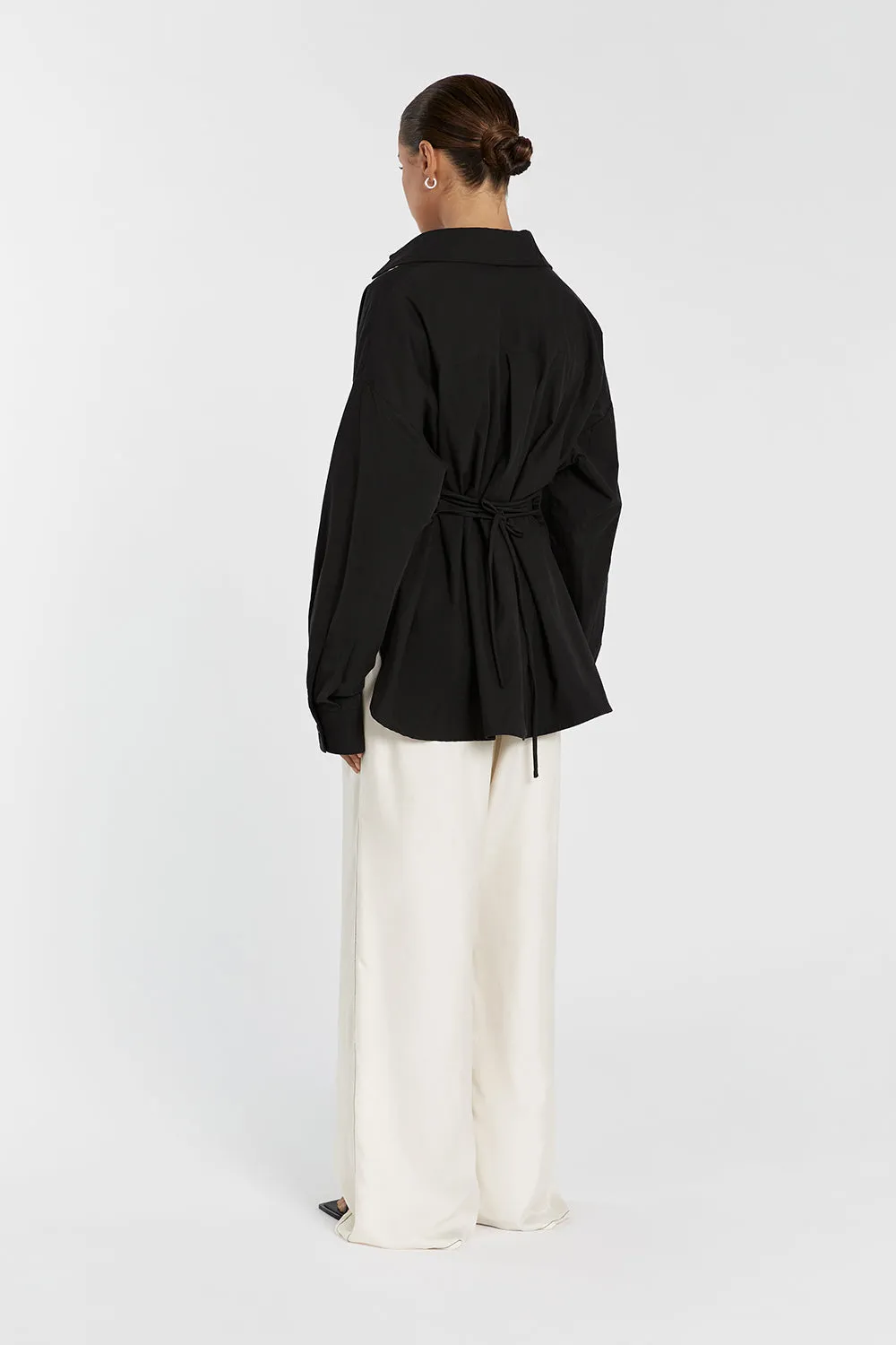 BLAKE BLACK OVERSIZED TIE SHIRT