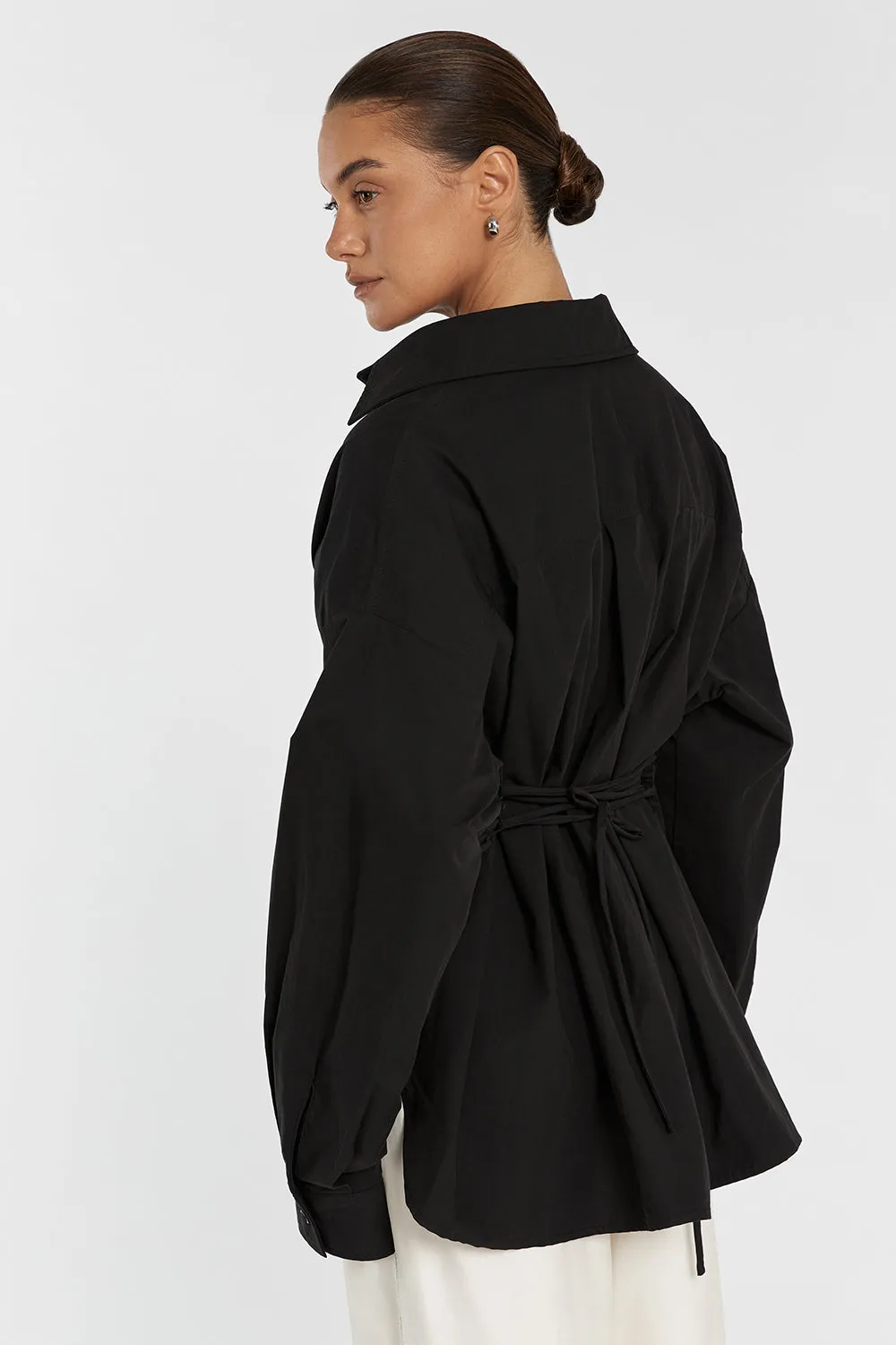 BLAKE BLACK OVERSIZED TIE SHIRT