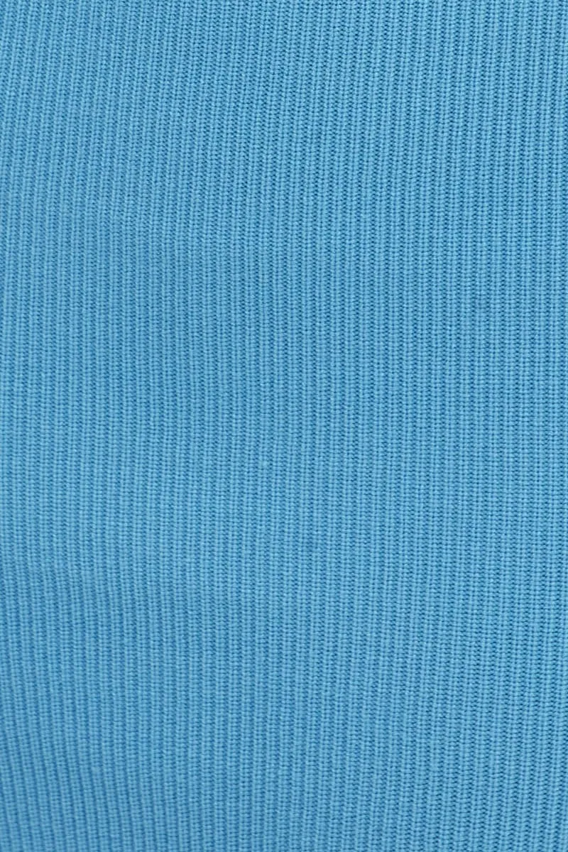 Blue Knit Dress Boob Tube Mini