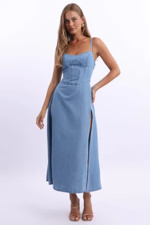 Blue Midi Dress Strappy