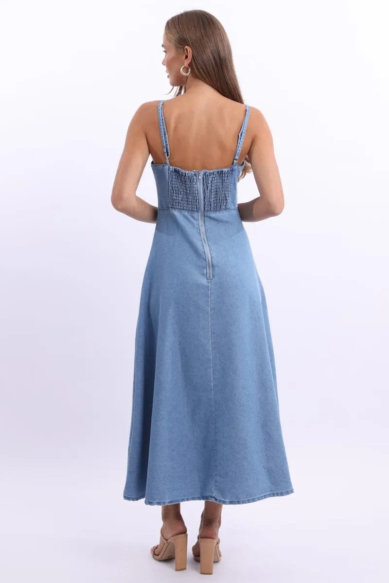 Blue Midi Dress Strappy