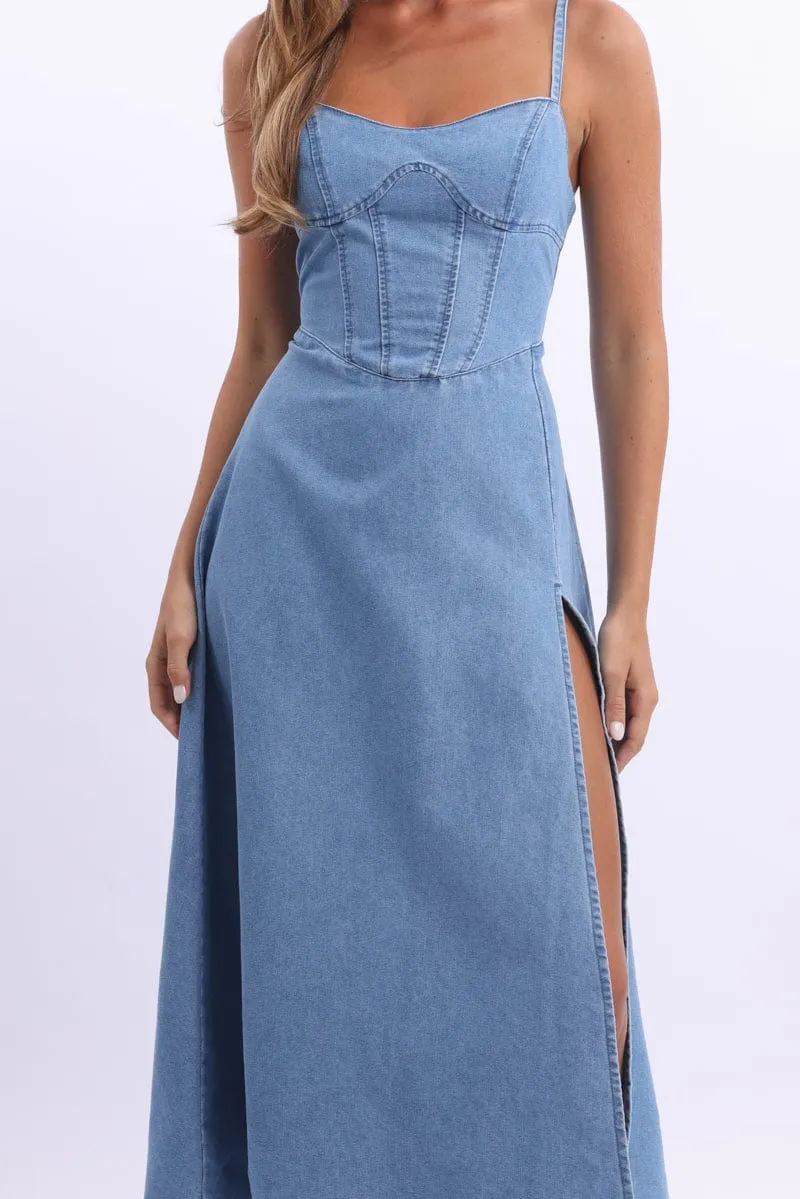 Blue Midi Dress Strappy