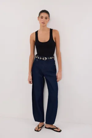 CALEB INDIGO BARREL LEG JEAN