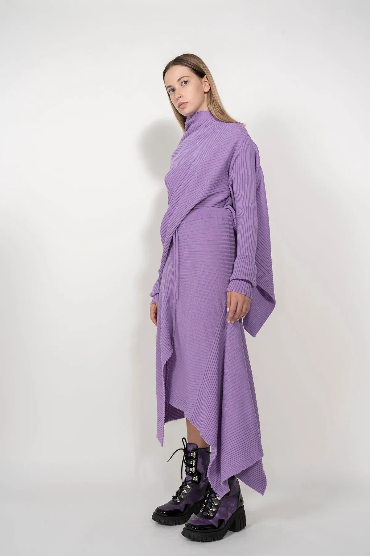 CLASSIC M'A MERINO SKIRT IN LILAC