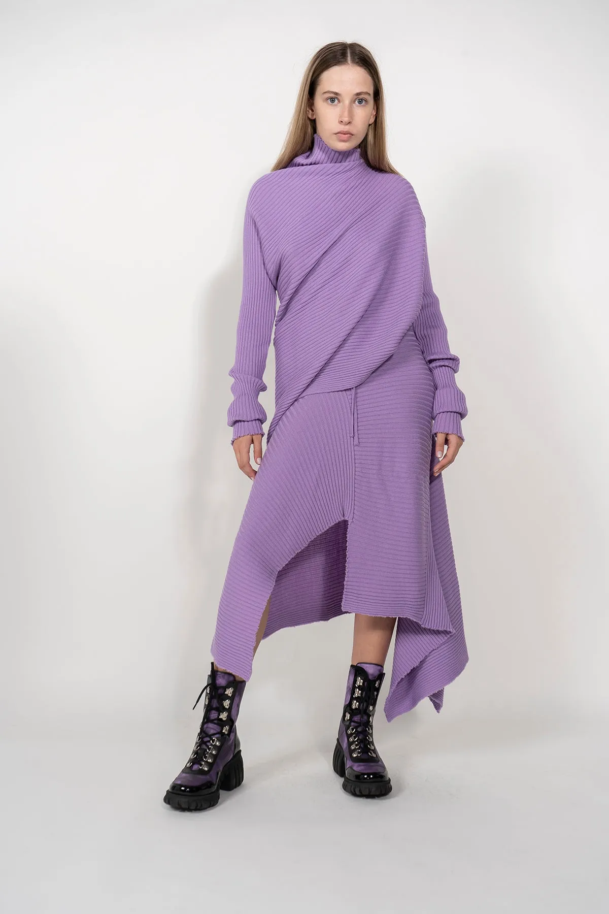 CLASSIC M'A MERINO SKIRT IN LILAC