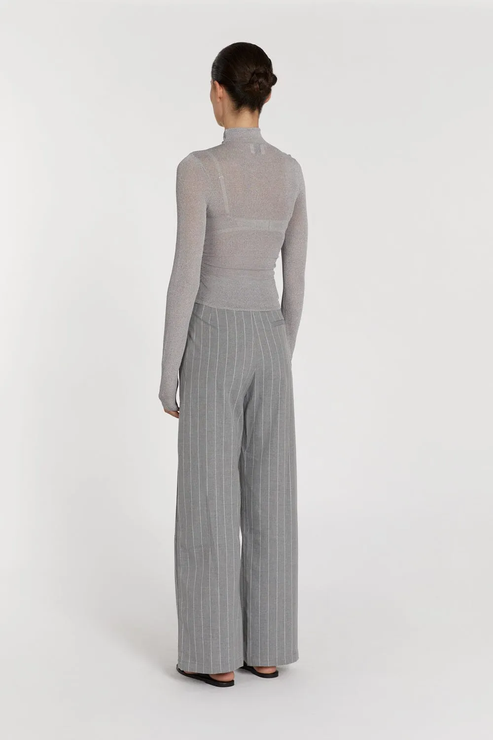CONSTANCE GREY MARLE LONG SLEEVE KNIT TOP