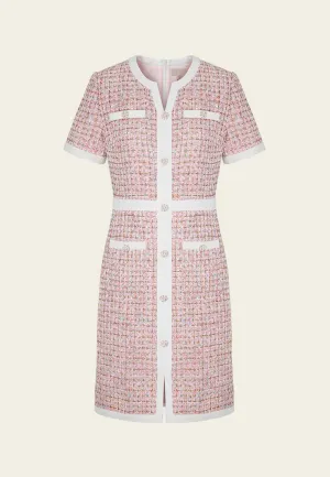 Contrast-trim Lurex Mixed Tweed Checked Dress
