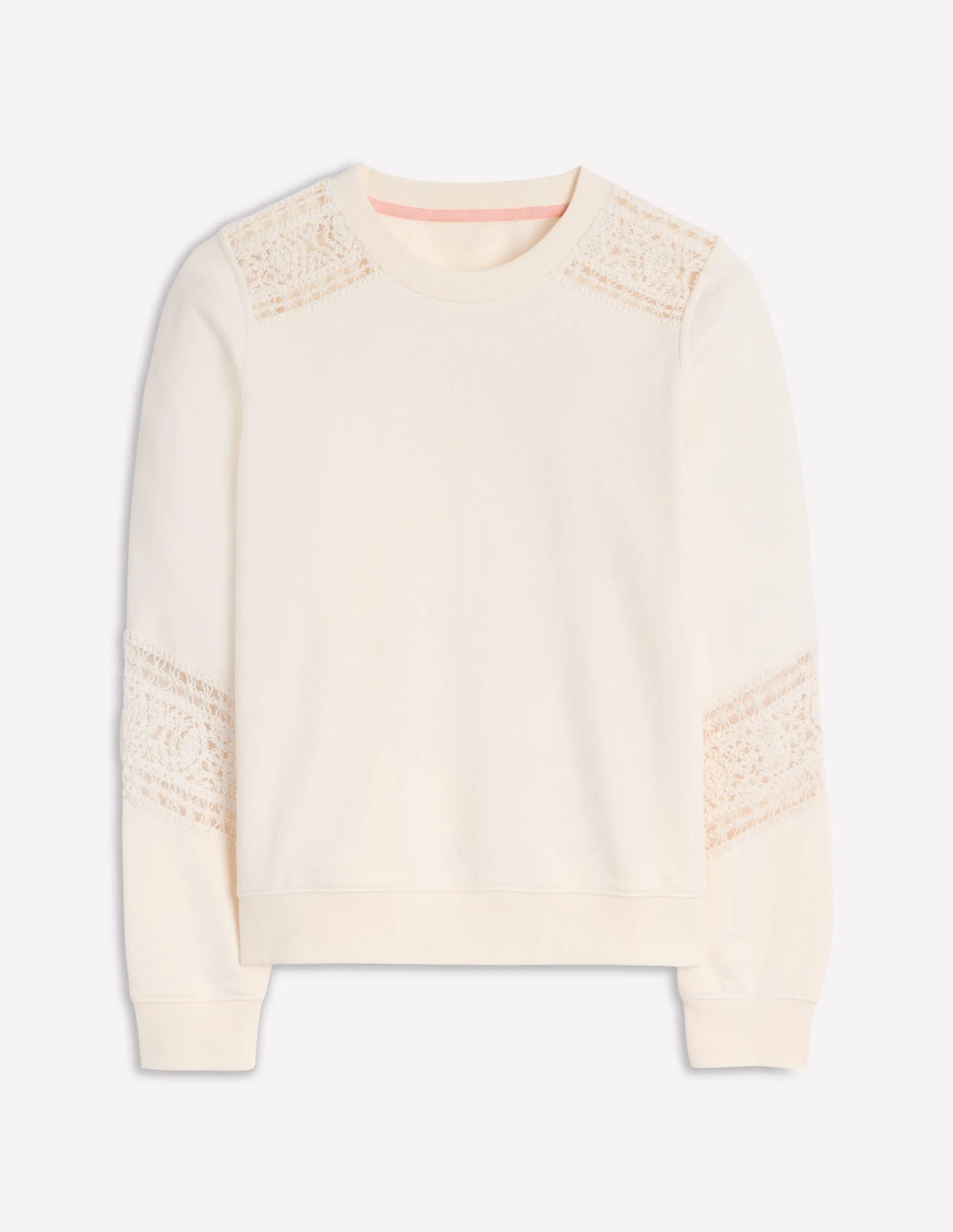 Crochet Trim Sweatshirt-Ivory