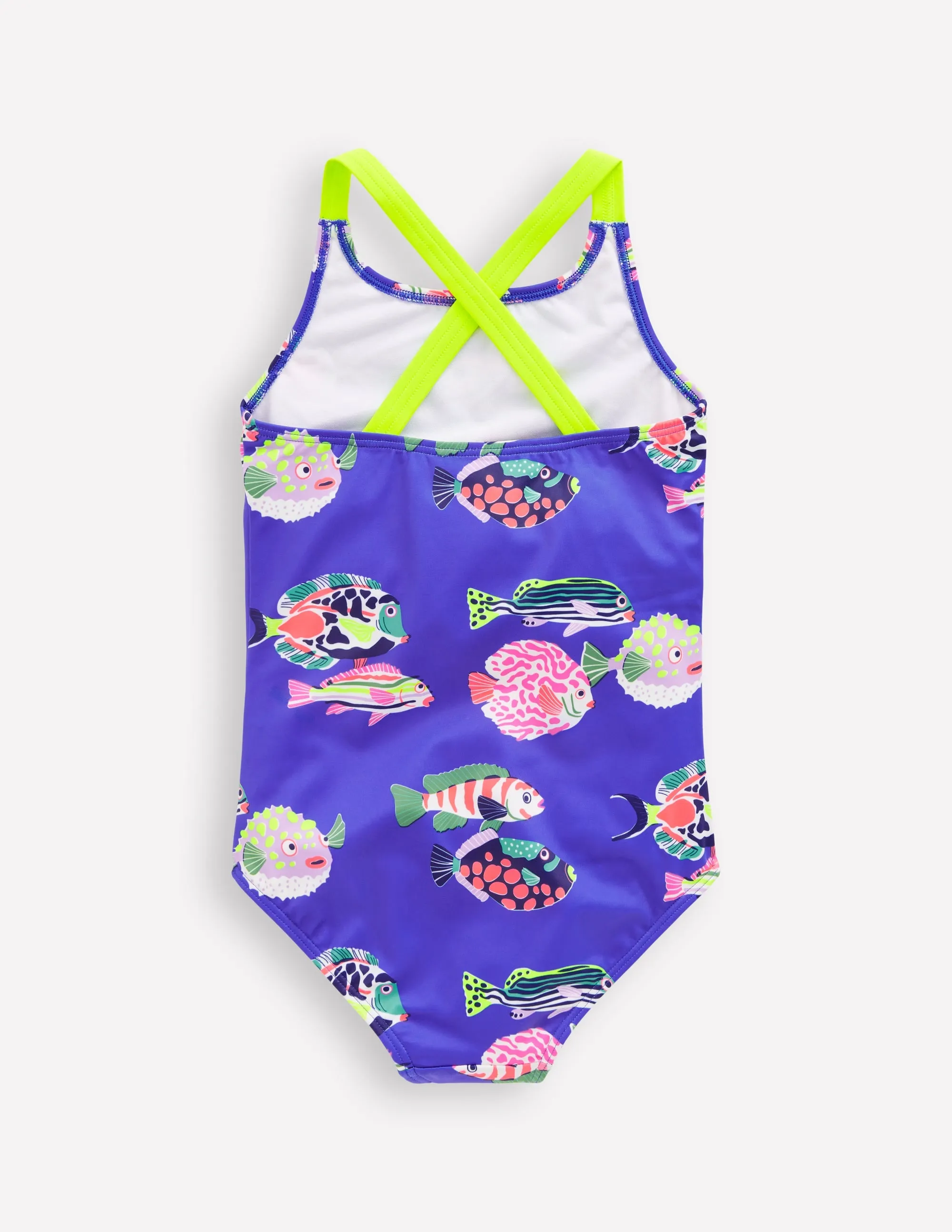 Cross-back Printed Swimsuit-Blue Heron Fish