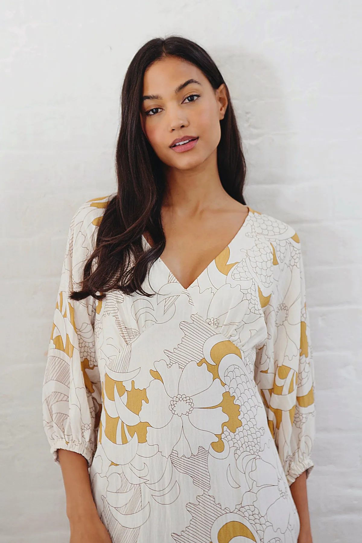 Deanie Loomis Gloria Dress in Mustard